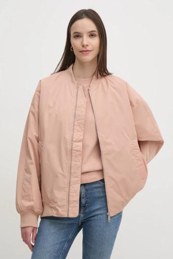 Bunda Calvin Klein Jeans dámska, oranžová farba, prechodná, oversize, J20J224702