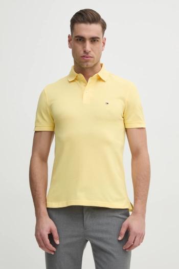 Polo tričko Tommy Hilfiger pánske, žltá farba, jednofarebné, MW0MW17771