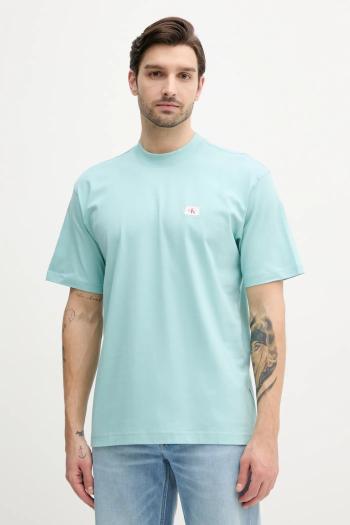 Bavlnené tričko Calvin Klein Jeans pánske, tyrkysová farba, jednofarebné, J30J326857