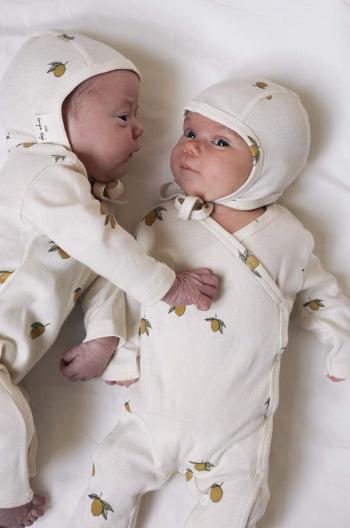 Detská bavlnená čiapočka Konges Sløjd BABY HELMET GOTS béžová farba biela, z tenkej pleteniny, bavlnená