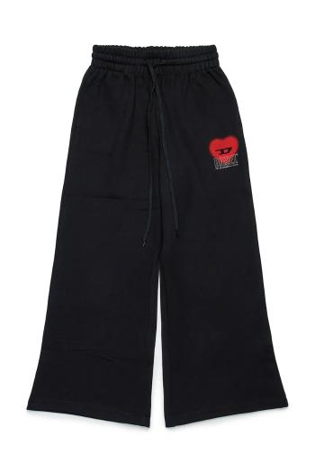 Detské bavlnené tepláky Diesel PCUORE TROUSERS čierna farba, s potlačou, J02231