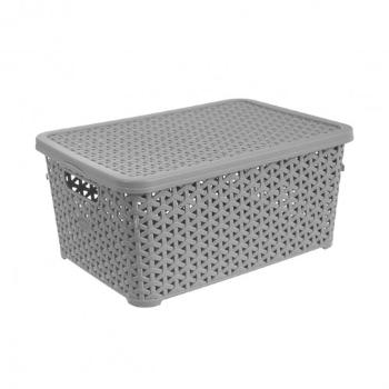 Cutie cu capac Orion RATAN, 10 l, gri, gri