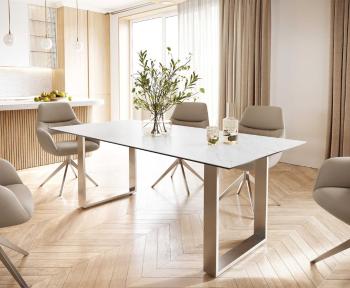 Jedálenský stôl Edge 200x100 cm keramický Laminam® Statuarettio biely