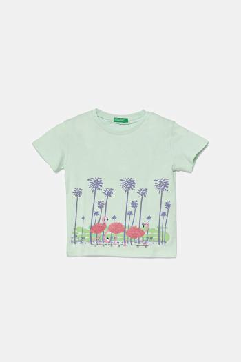 Detské bavlnené tričko United Colors of Benetton tyrkysová farba, 3I1XG10I4