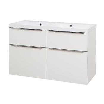 MEREO - Mailo, kúpeľňová skrinka s umývadlom z liateho mramoru 121 cm, biela, chróm madlo CN513M