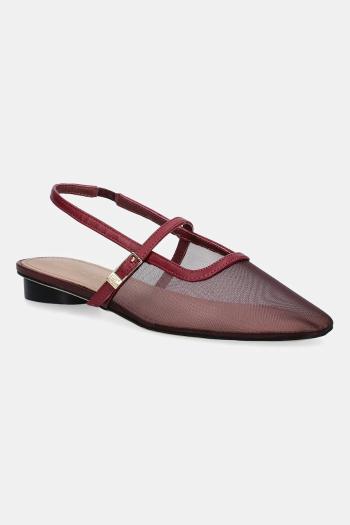 Baleríny Tommy Hilfiger MESH ROUND HEEL BALLERINA bordová farba, s otvorenou pätou, FW0FW08962