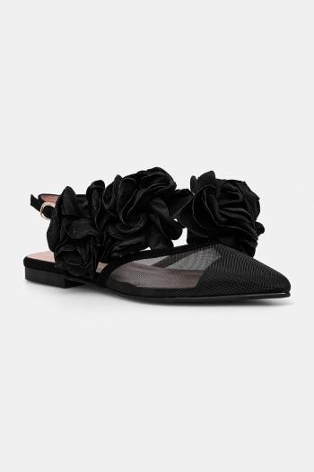 Baleríny Pretty Ballerinas Yvette čierna farba, s otvorenou pätou, 52145_B