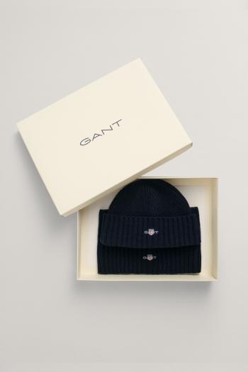 GYEREK SZETT GANT BEANIE SNOOD GIFT SET EVENING BLUE