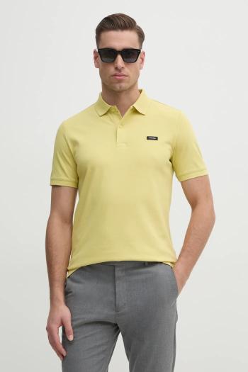 Polo tričko Calvin Klein pánske, žltá farba, jednofarebn0, K10K111196