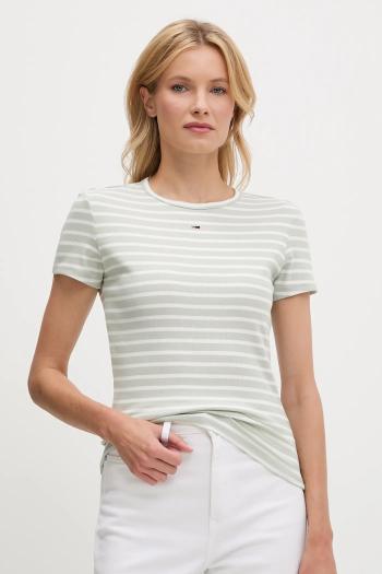Tričko Tommy Jeans dámske, béžová farba, DW0DW17383