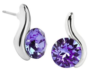 Levien Elegantné náušnice Chaton Wave Amethyst