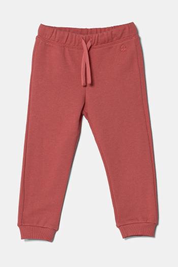 Detské bavlnené tepláky United Colors of Benetton ružová farba, jednofarebné, 3J70GF01N
