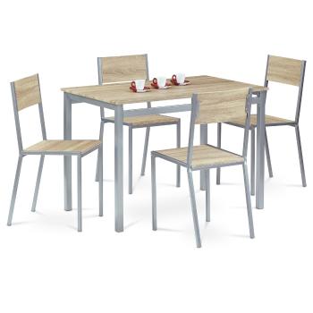 Jedálenský set HARVEY so 4 stoličkami, 110 x 70 x77 cm, dub Sonoma