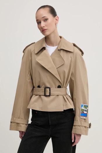 Trenčkot MSGM dámsky, béžová farba, prechodný, oversize, 3841MDC07.257138
