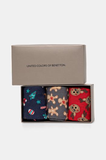 Ponožky United Colors of Benetton 3-pak červená farba, 6AO30703W