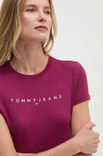 Bavlnené tričko Tommy Jeans dámske, fialová farba, DW0DW18398