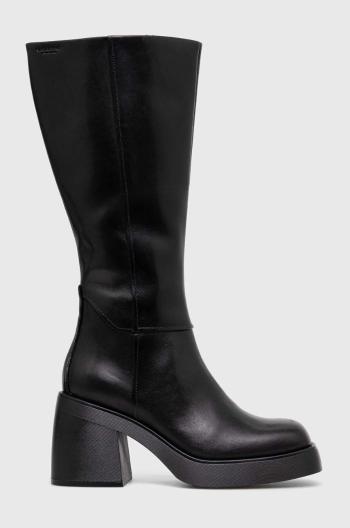 Kožené čižmy Vagabond Shoemakers BROOKE dámske, čierna farba, na podpätku, 5644.101.20