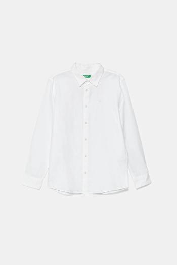 Detská bavlnená košeľa United Colors of Benetton biela farba, 5DGXCQ00T