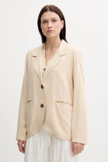 Sako s prímesou ľanu Pepe Jeans béžová farba, oversize, jednofarebné, PL402602