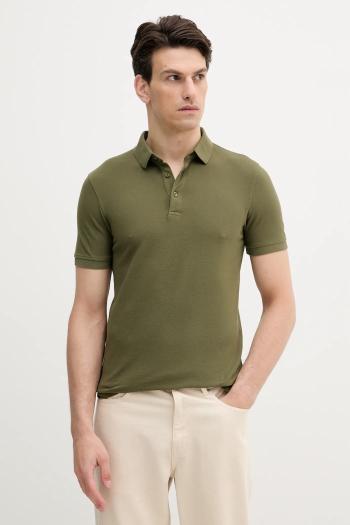 Bavlnené polo tričko Sisley zelená farba, jednofarebné, 3089S300T