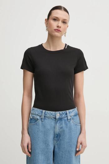 Bavlnené tričko Calvin Klein Jeans dámske, čierna farba, J20J225540