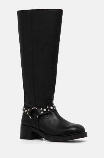 Kožené čižmy Steve Madden Brenna dámske, čierna farba, na podpätku, SM11003351