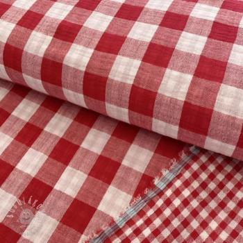 Dvojitá gázovina/mušelín Double sided CHECKS MINI red