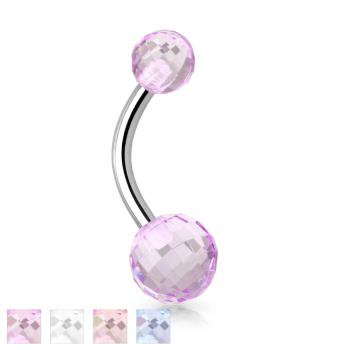 Piercing do pupku, chirurgická oceľ a akryl - Disco Ball - Farba piercing: Číra