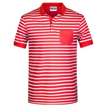 James & Nicholson Pánska pruhovaná polokošeľa 8030 - Červená / biela | XL