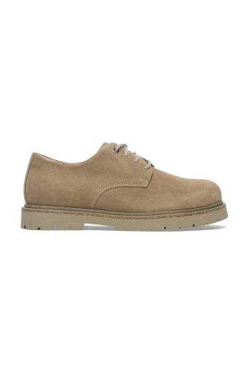 Semišové poltopánky Birkenstock Highwood Lace Low hnedá farba, na plochom podpätku, 1029696