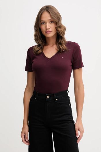 Bavlnené tričko Tommy Hilfiger dámske, tmavomodrá farba, WW0WW40584