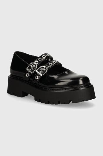 Kožené poltopánky Steve Madden Overt dámske, čierna farba, na platforme, SM11003286