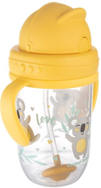 CANPOL BABIES Netečúci hrnček so slamkou so závažím 6m+ Exotic Animals žltý 270 ml
