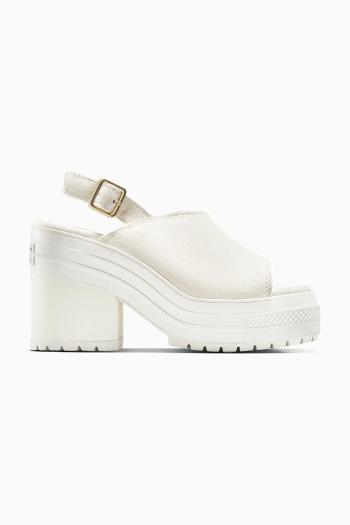Semišové sandále Converse Chuck 70 De Luxe Heel Mule biela farba, na podpätku, A15070C