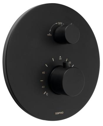 SAPHO - Podomietková sprchová termostatická batéria, box, 2 výstupy, čierna matná RH396B