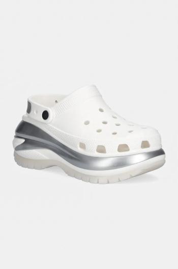 Šľapky Crocs Mega Crush Metallic Clog dámske, biela farba, na platforme, 210368