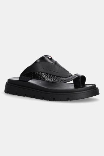 Kožené šľapky Tommy Hilfiger čierna farba, T4B2-33947