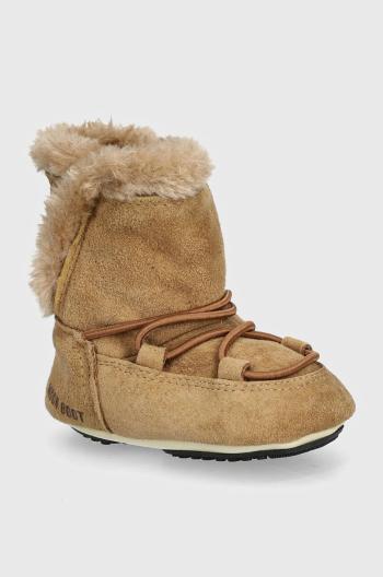 Detské semišové snehule Moon Boot CRIB SUEDE hnedá farba, 80D3401030
