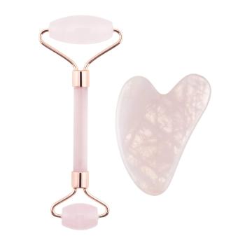 Palsar 7 Masážny valček a doštička Guasha ruženín (Rose Quartz Jade Roller & Gua Sha Set)