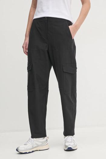 Nohavice Dkny dámske, čierna farba, strih cargo, vysoký pás, DP5P3500