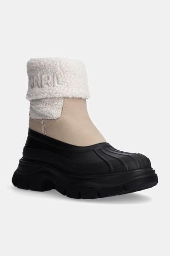 Snehule Karl Lagerfeld LUNA SNOW dámske, béžová farba, na platforme, jemne zateplené, KL42965