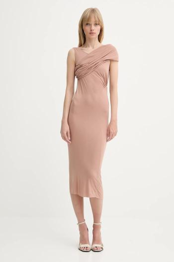 Šaty Rick Owens Lilies béžová farba, midi, priliehavé, LI01E4518RV