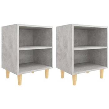 SHUMEE Nočné stolíky s nohami z masívu 2 ks betónovo sivé 40 × 30 × 50 cm, 805788