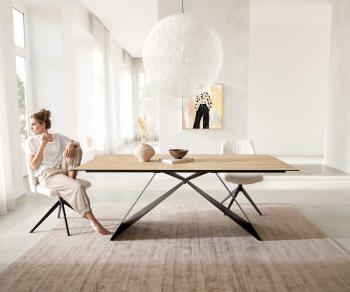 Jedálenský stôl Edge 200x100 keramika stôl Laminam® Sabbia podstava