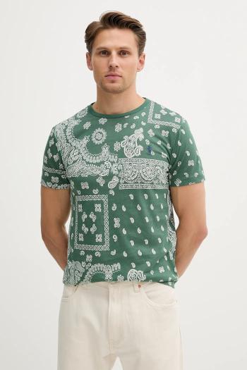 Bavlnené tričko Polo Ralph Lauren pánske, zelená farba, vzorované, 710974593