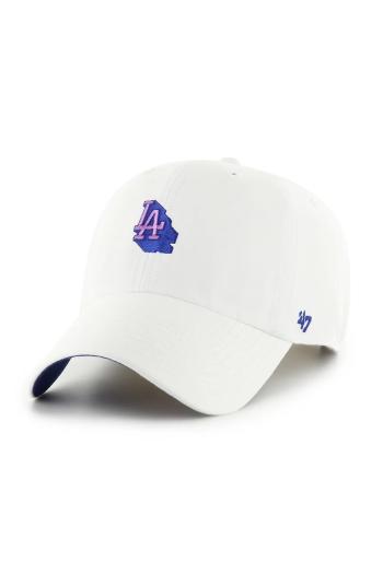 Bavlnená šiltovka 47 brand MLB Los Angeles Dodgers biela farba, jednofarebná, B-CHPCU12GWS-WHA