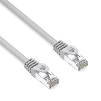 Síťový LAN kábel S/FTP patchcord, Cat.6a, RJ45 samec - RJ45 samec, 2 m, dvojité tieni, LSOH, sivý, 10 Gb/s, economy