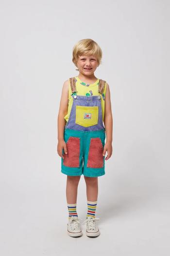 Detské rifľové nohavice na traky Bobo Choses Smiling tyrkysová farba, jednofarebné, 125AC097