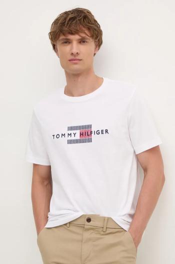 Bavlnené tričko Tommy Hilfiger pánske, biela farba, s nášivkou, MW0MW36455