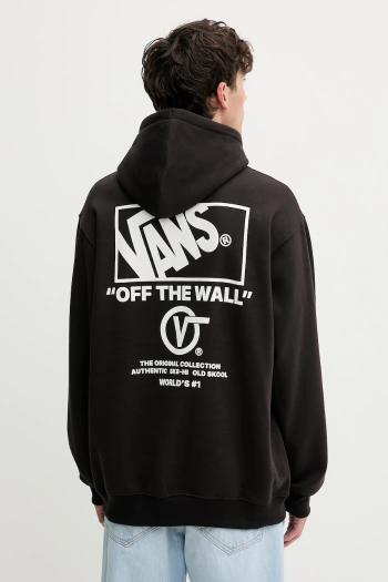 Mikina Vans čierna farba, s kapucňou, s potlačou, VN000PGMY281